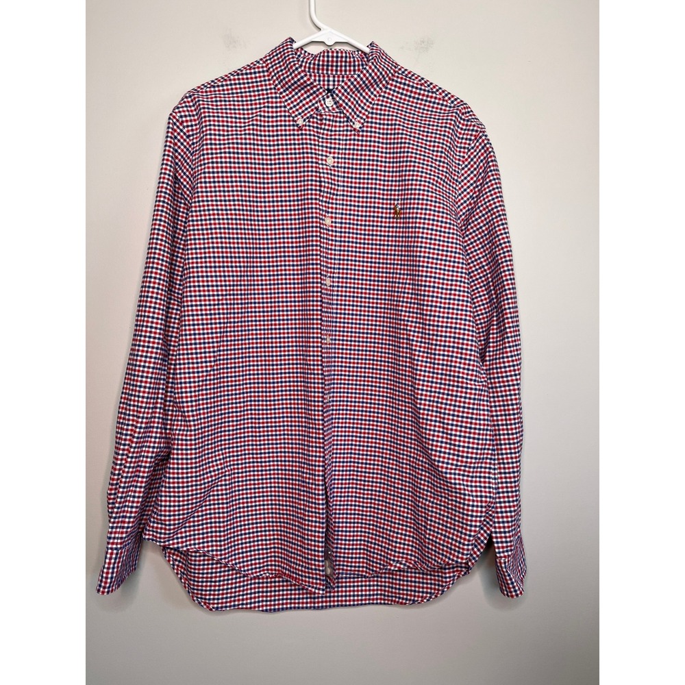 Ralph Lauren Red Blue Check Patriotic Old Money Corporate Business Shirt L